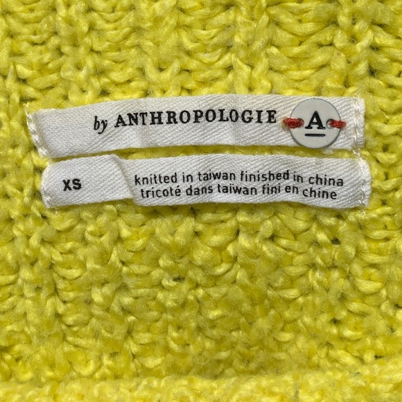 Anthropologie Sweater XS Yellow Oversized Funnel Neck Pullover Knit Top - Picture 5 of 11